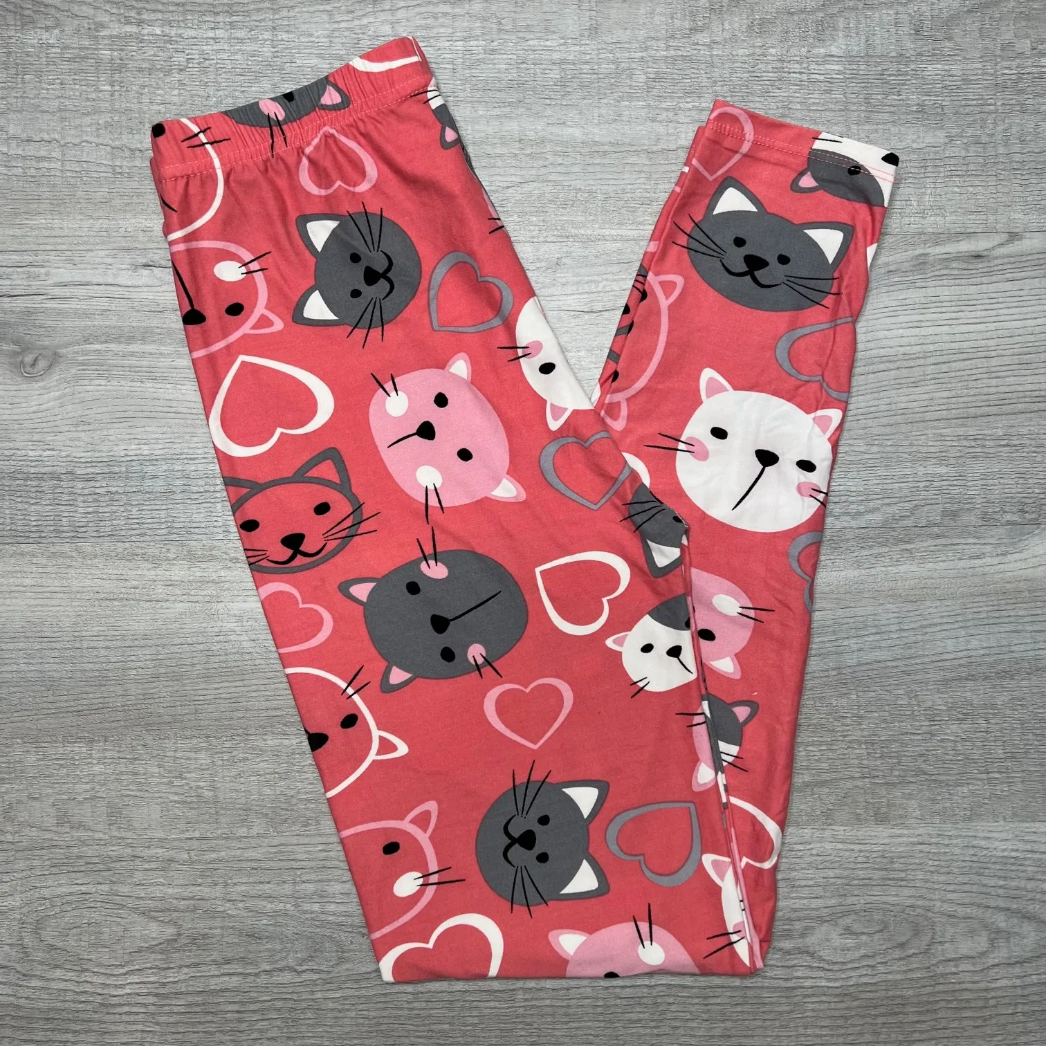 Pink Hello cat Print Leggings