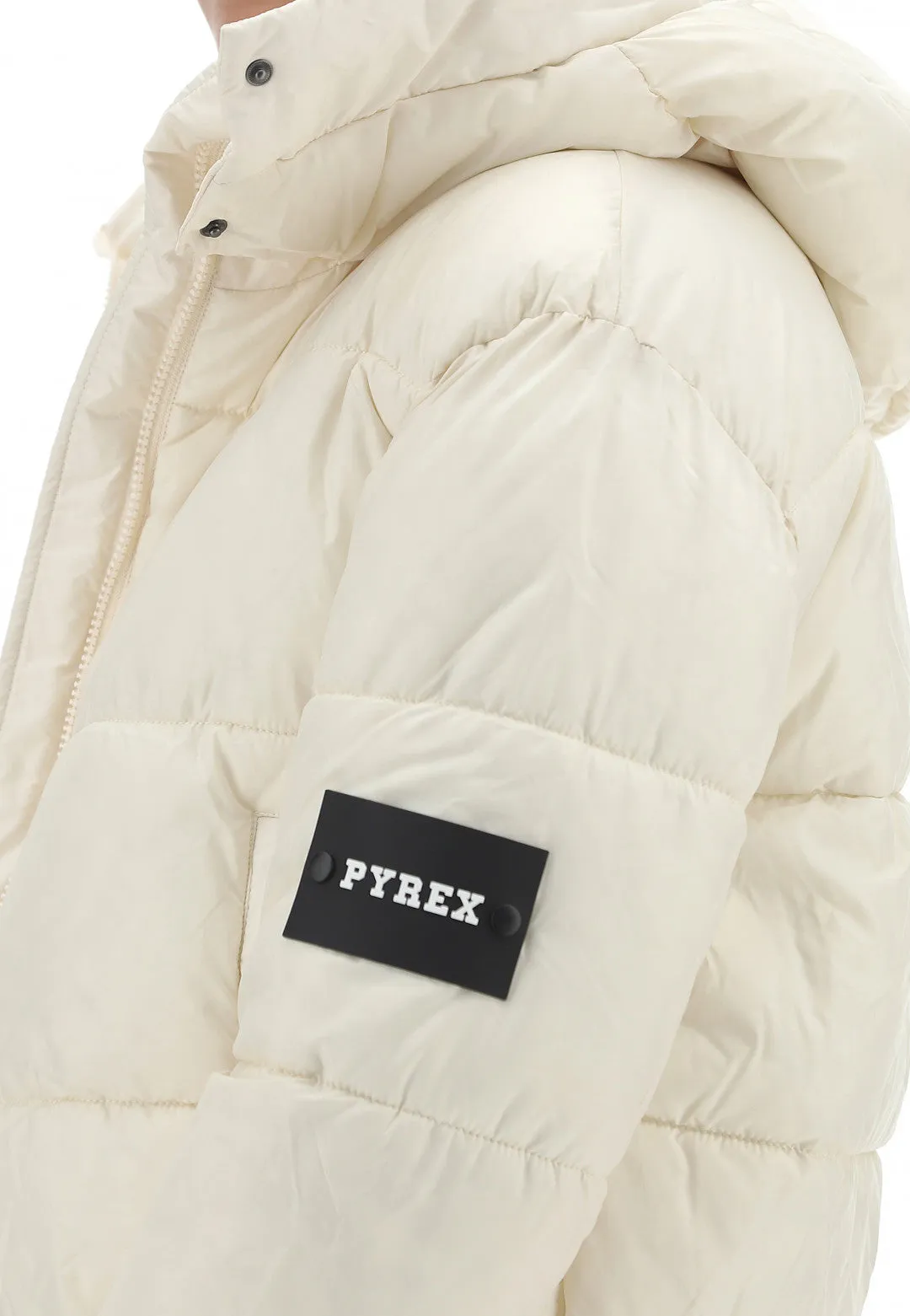 Piumino donna PYREX corto zip con cappuccio crema