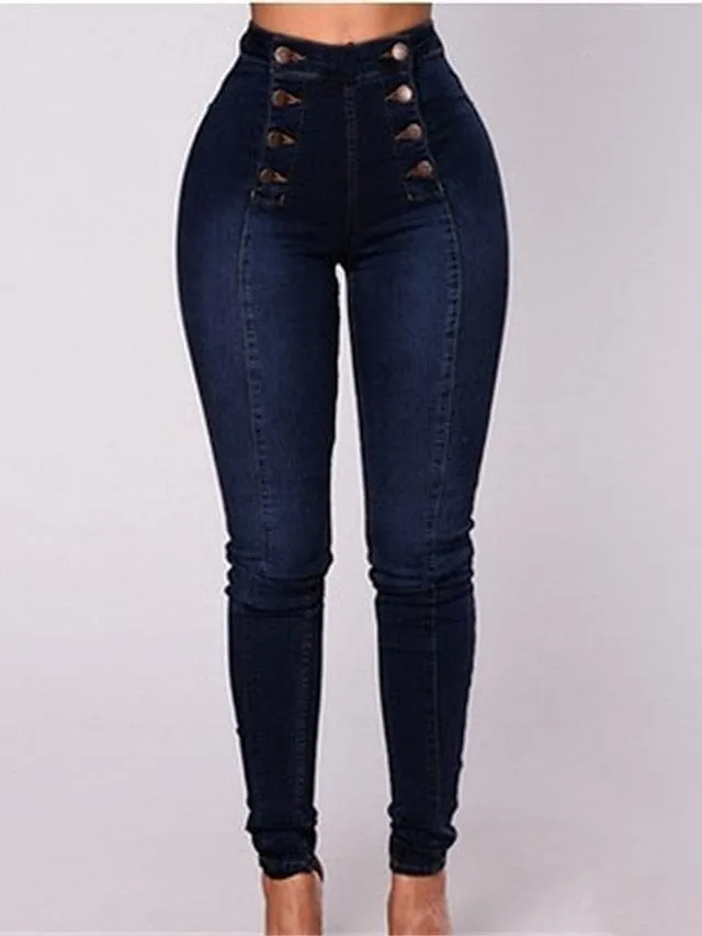 Plus Size High Waist Cotton Leggings Jeans for Women