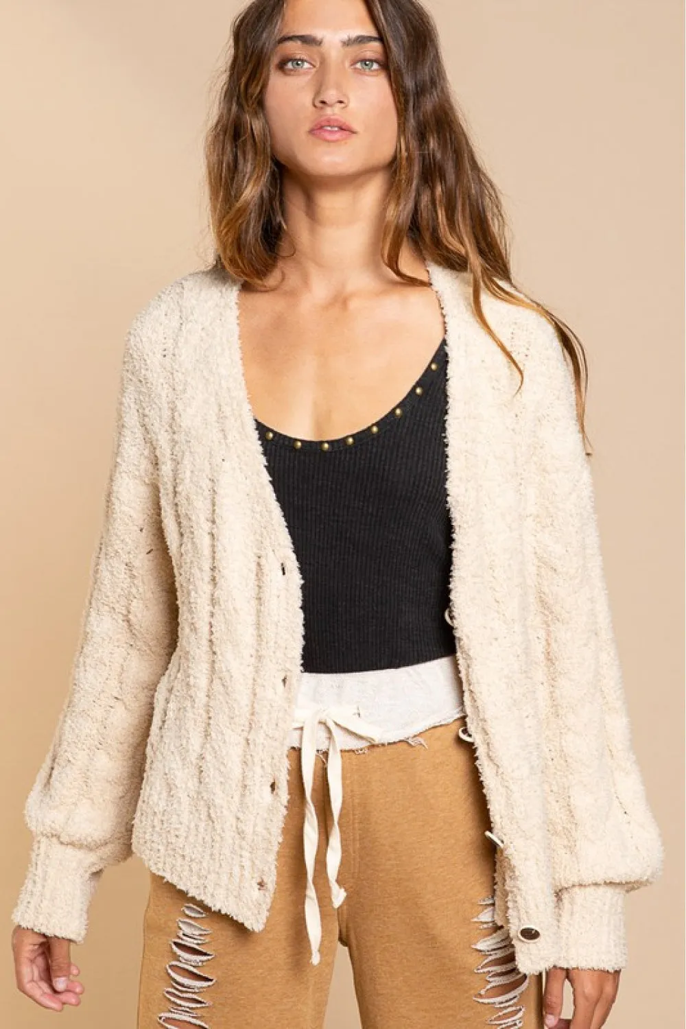 POL Dress for Success Open Knit Cardigan