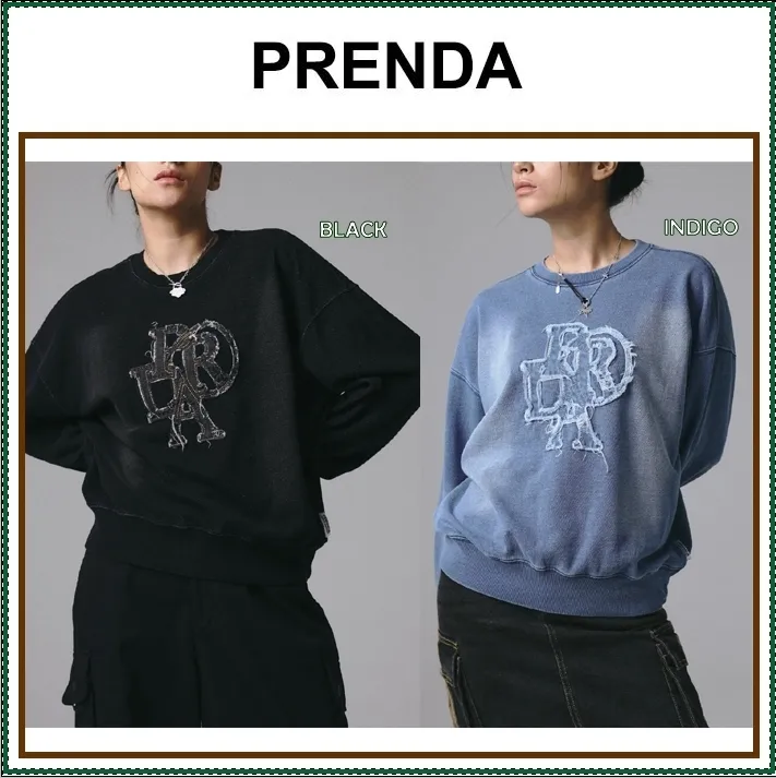 PRENDA FROM PLANT  |Street Style Long Sleeves Plain Logo Hoodies & Sweatshirts