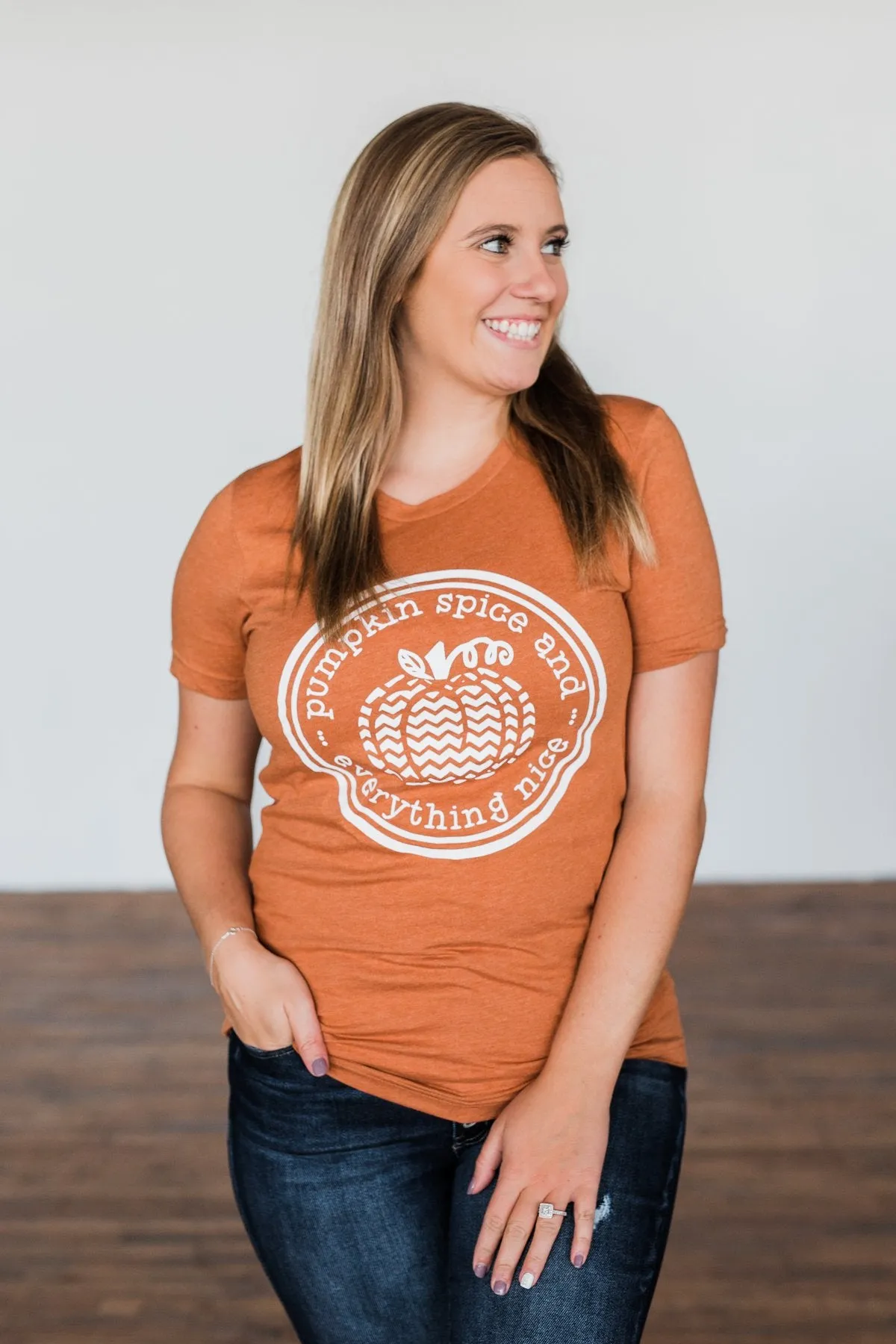 Pumpkin Spice And Everything Nice Graphic Tee- Burnt Orange