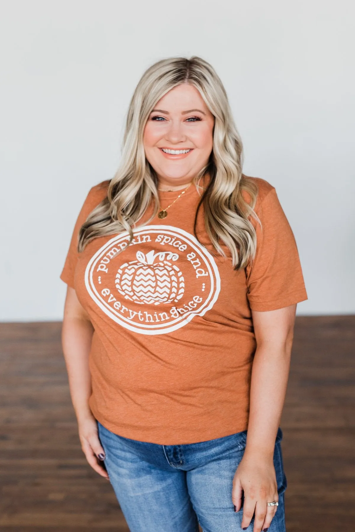 Pumpkin Spice And Everything Nice Graphic Tee- Burnt Orange