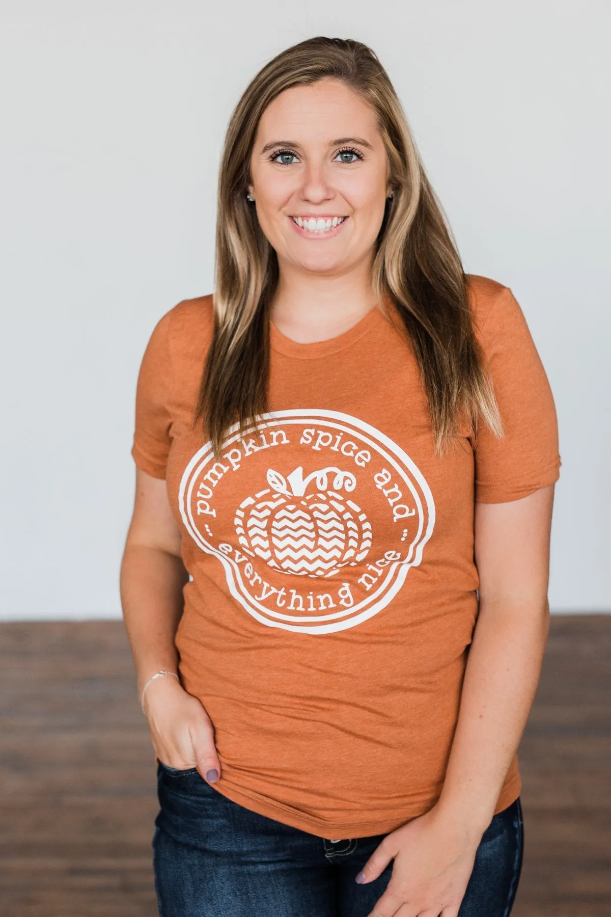 Pumpkin Spice And Everything Nice Graphic Tee- Burnt Orange