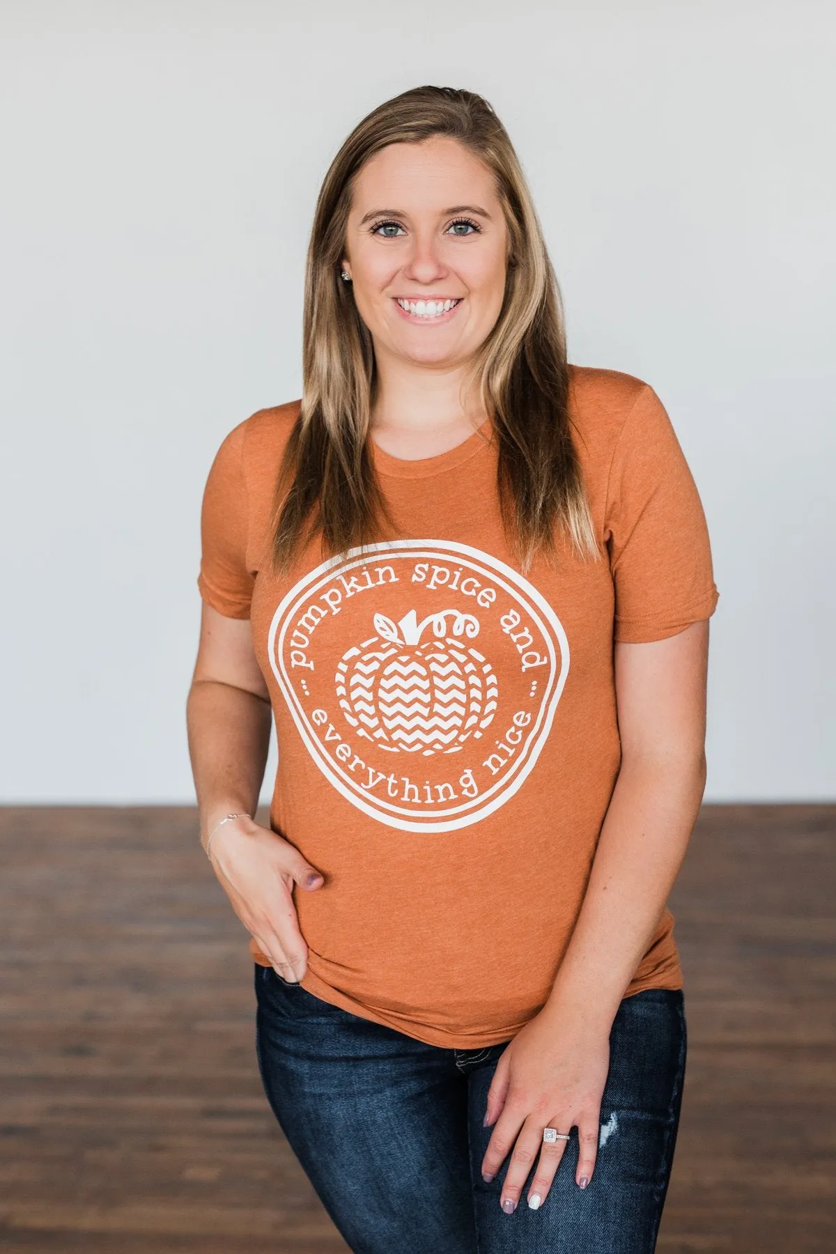 Pumpkin Spice And Everything Nice Graphic Tee- Burnt Orange