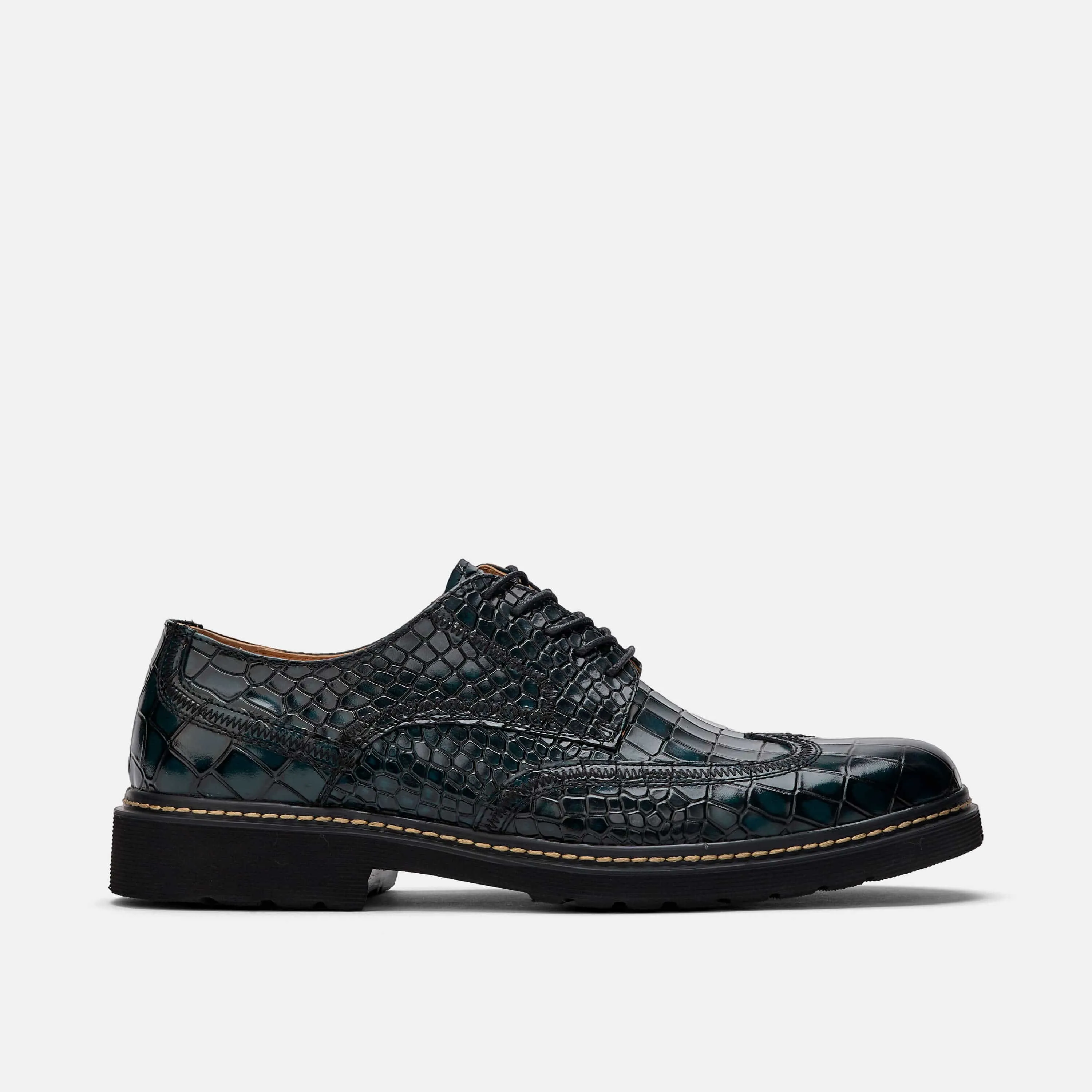 Roman Navy Croc Leather Wingtip Sneakers