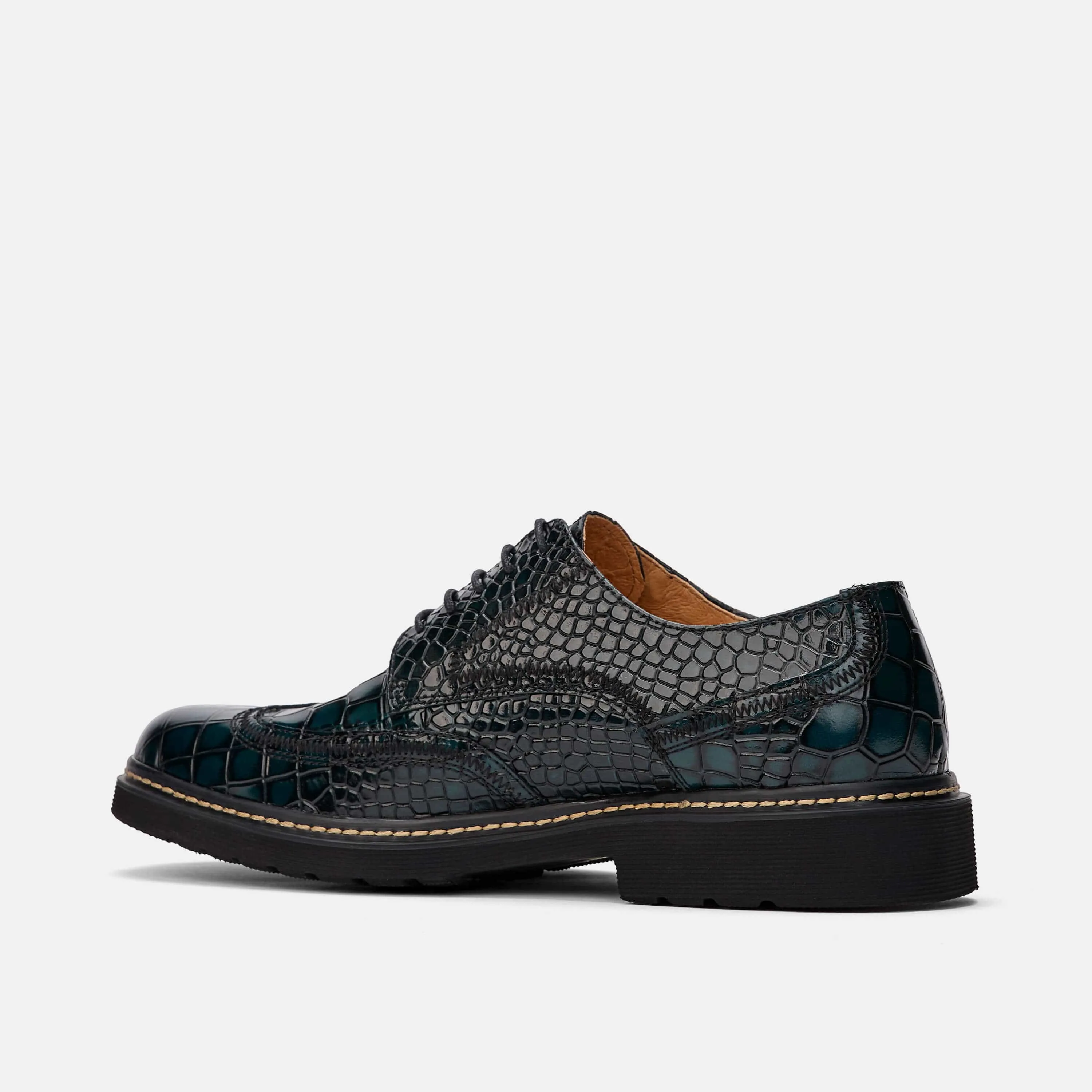 Roman Navy Croc Leather Wingtip Sneakers