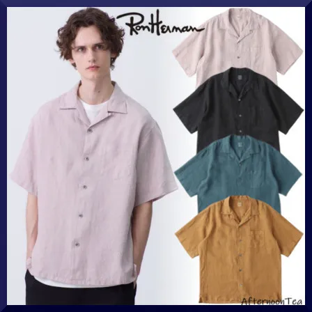 Ron Herman  |Button-down Linen Street Style Plain Short Sleeves