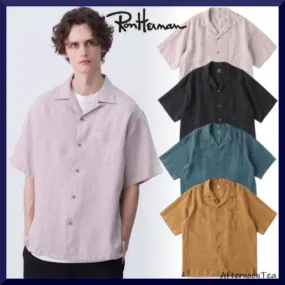 Ron Herman  |Button-down Linen Street Style Plain Short Sleeves