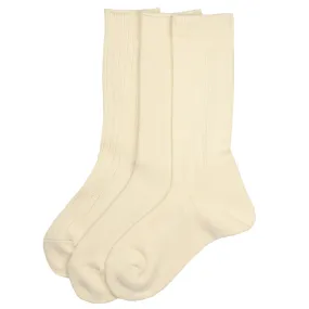 RoToTo - Organic Daily 3-Pack Crew Socks - Ecru