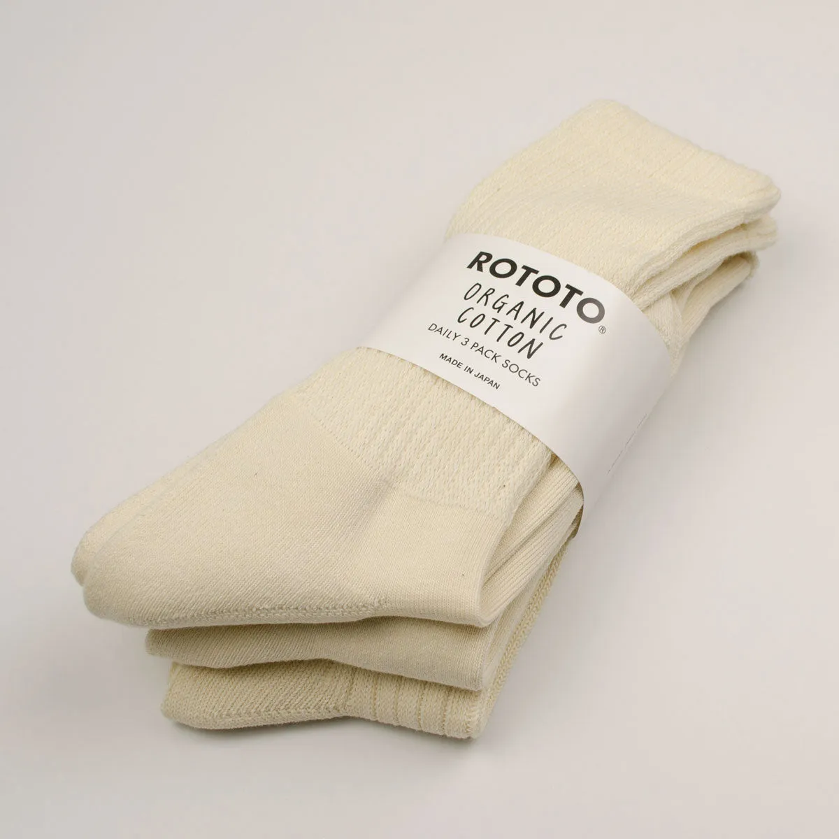 RoToTo - Organic Daily 3-Pack Crew Socks - Ecru