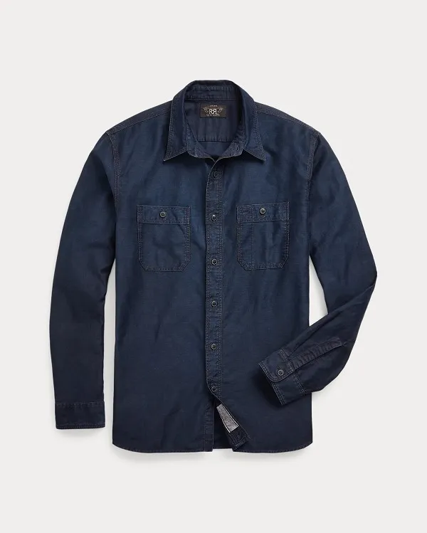 RRL  |Button-down Blended Fabrics Street Style Long Sleeves Plain