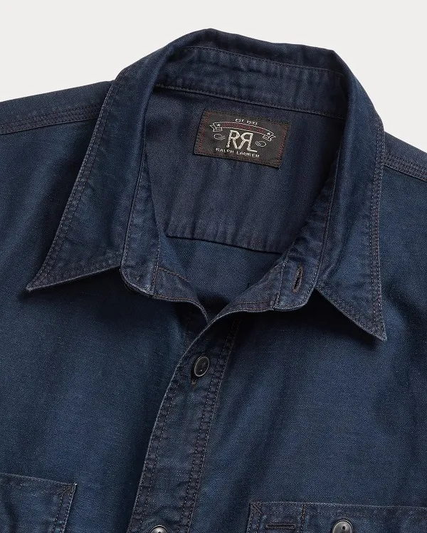 RRL  |Button-down Blended Fabrics Street Style Long Sleeves Plain