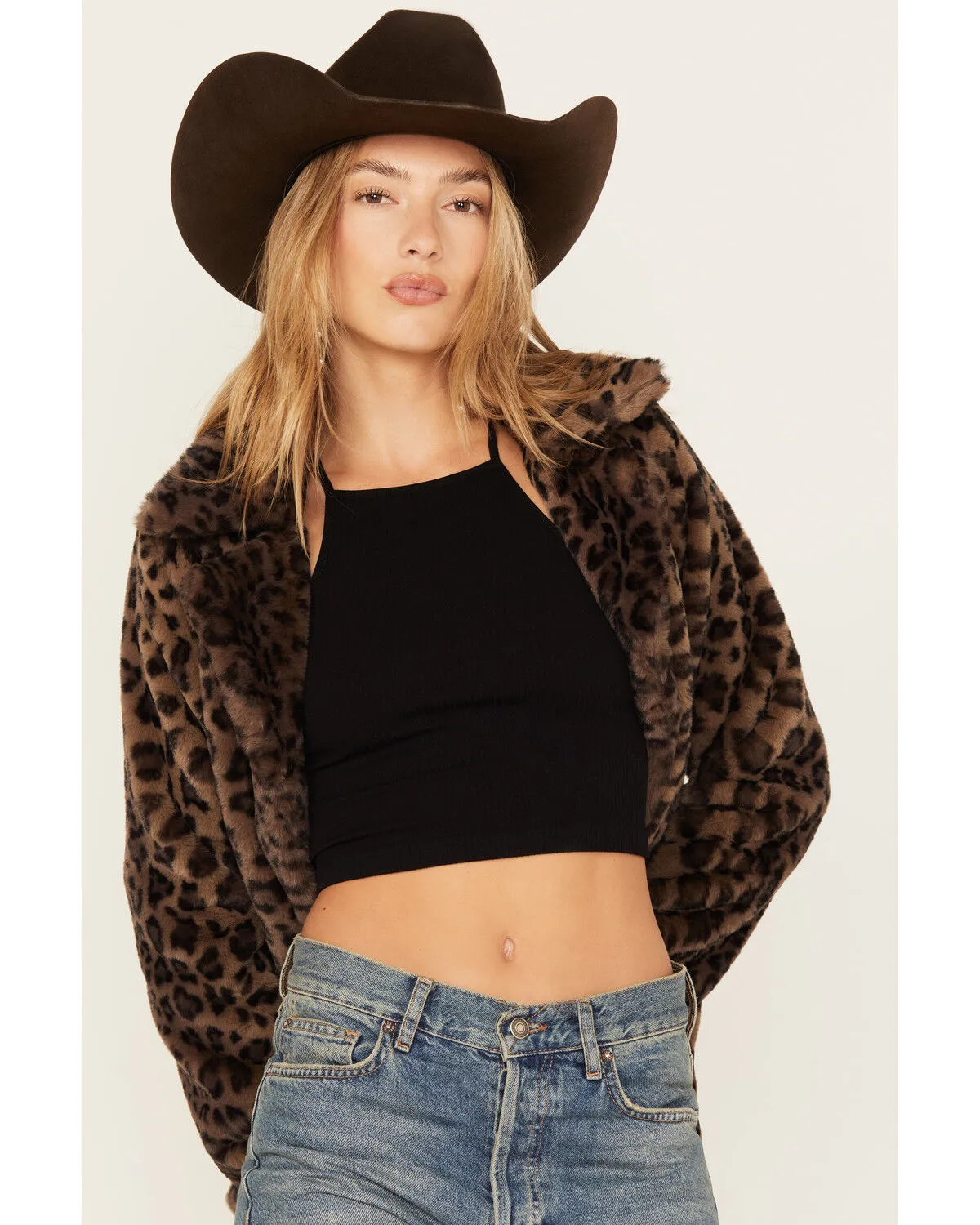 Shyanne Women's Leopard Print Faux Fur Coat