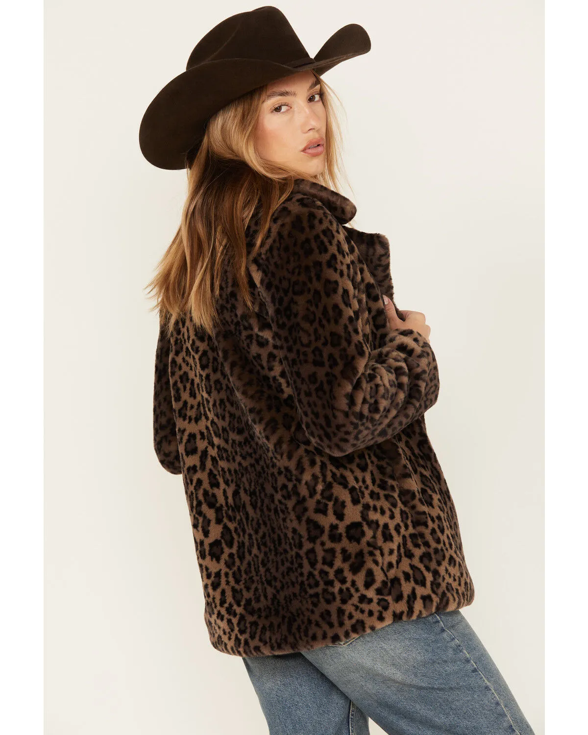 Shyanne Women's Leopard Print Faux Fur Coat