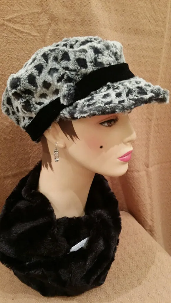 Snow Owl Luxury Faux Fur Valerie Hat with Button U: Size Medium