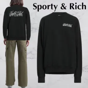 Sporty & Rich  |Crew Neck Unisex Street Style Long Sleeves Plain Cotton Logo