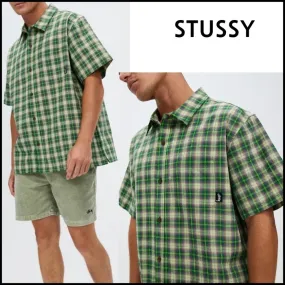 STUSSY  |Button-down Other Plaid Patterns Street Style Cotton