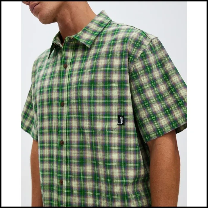 STUSSY  |Button-down Other Plaid Patterns Street Style Cotton