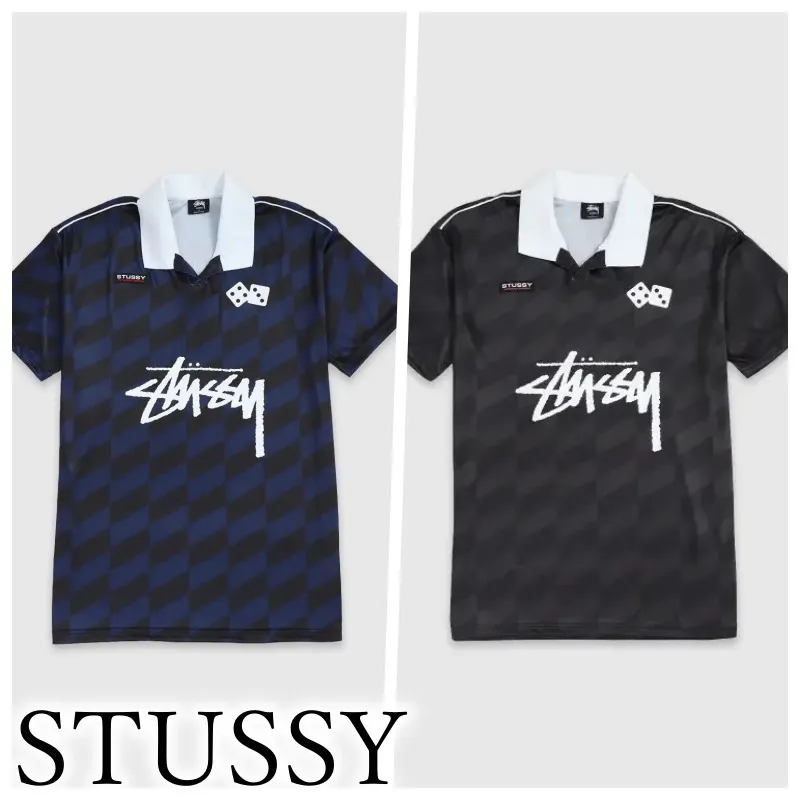 STUSSY  |Pullovers Button-down Stripes Unisex Street Style Plain