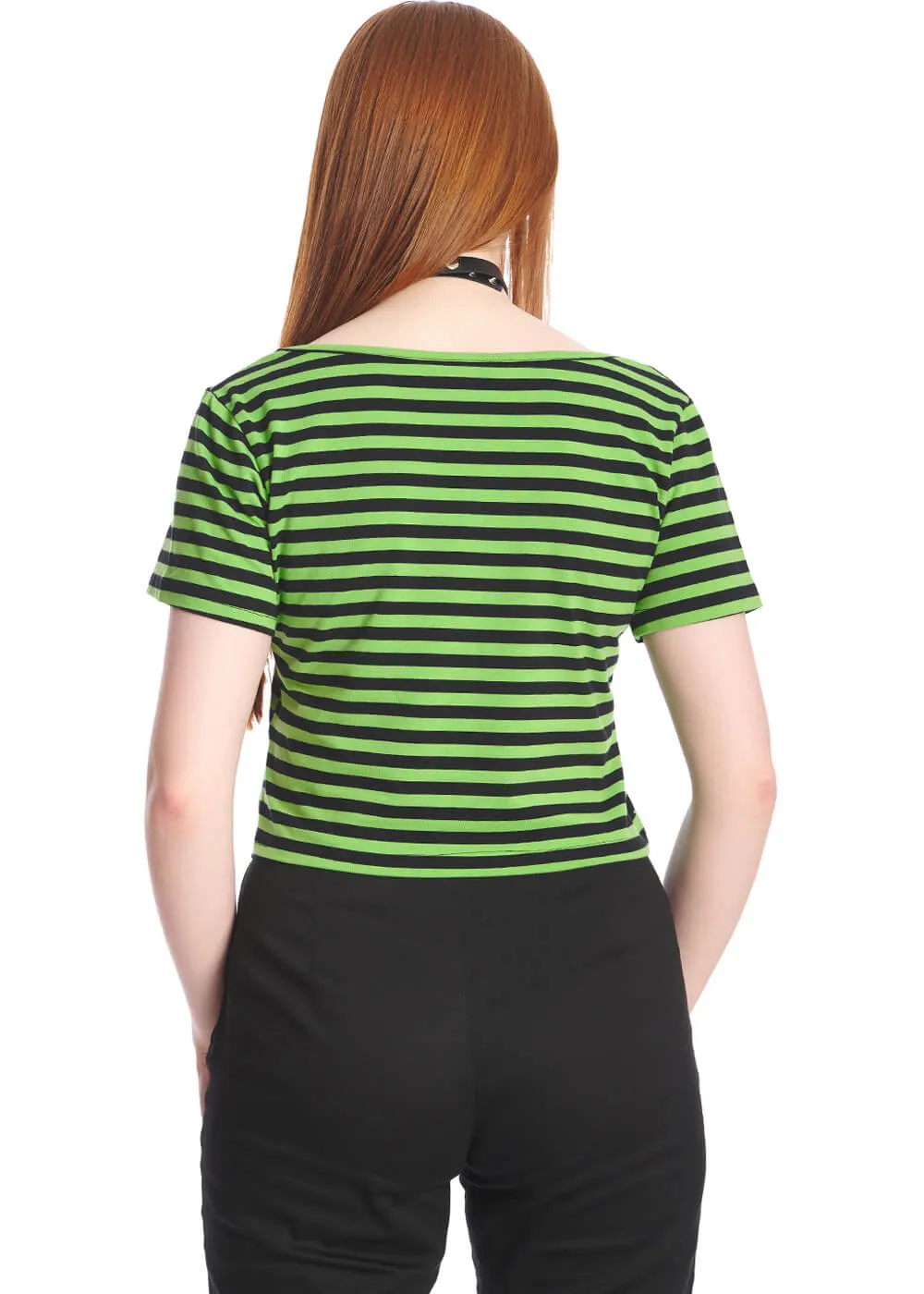 Sweet Yet Spooky Stripe Top Green Black