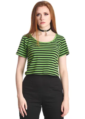 Sweet Yet Spooky Stripe Top Green Black