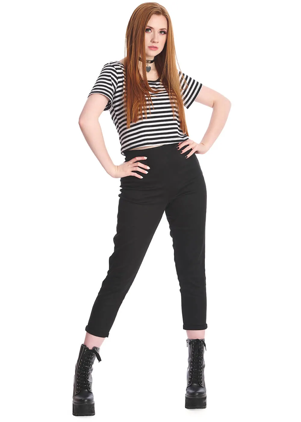 Sweet Yet Spooky Stripe Top White Black