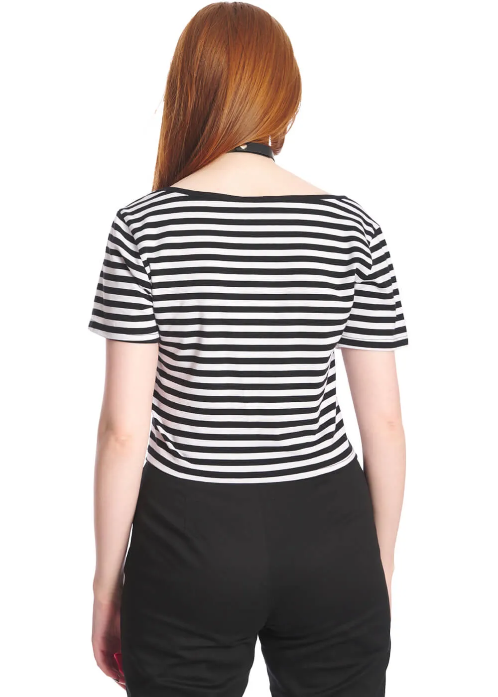 Sweet Yet Spooky Stripe Top White Black