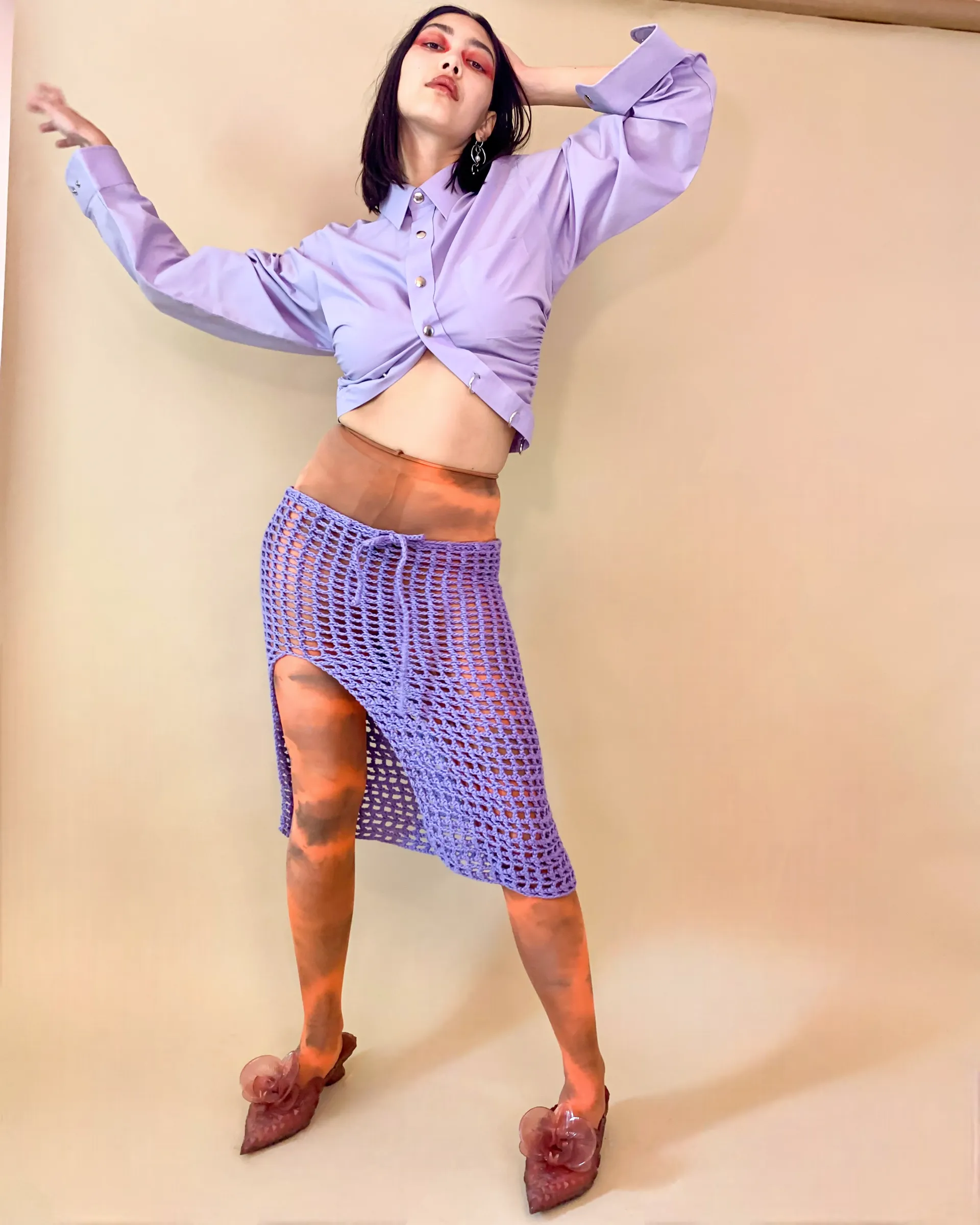 Terra cotta tie dye tights