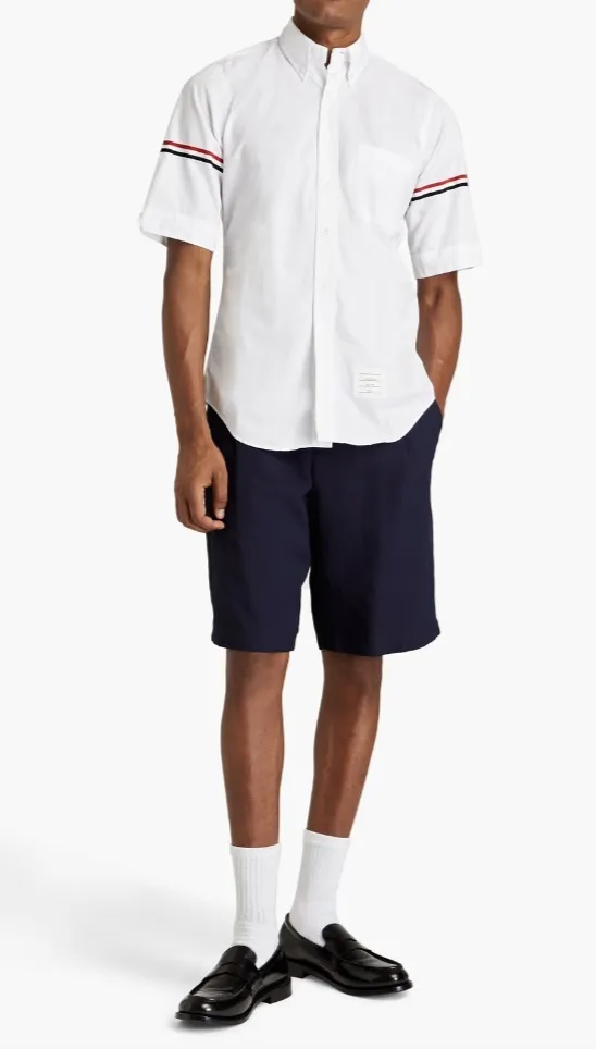 THOM BROWNE  |Button-down Street Style Plain Cotton Short Sleeves