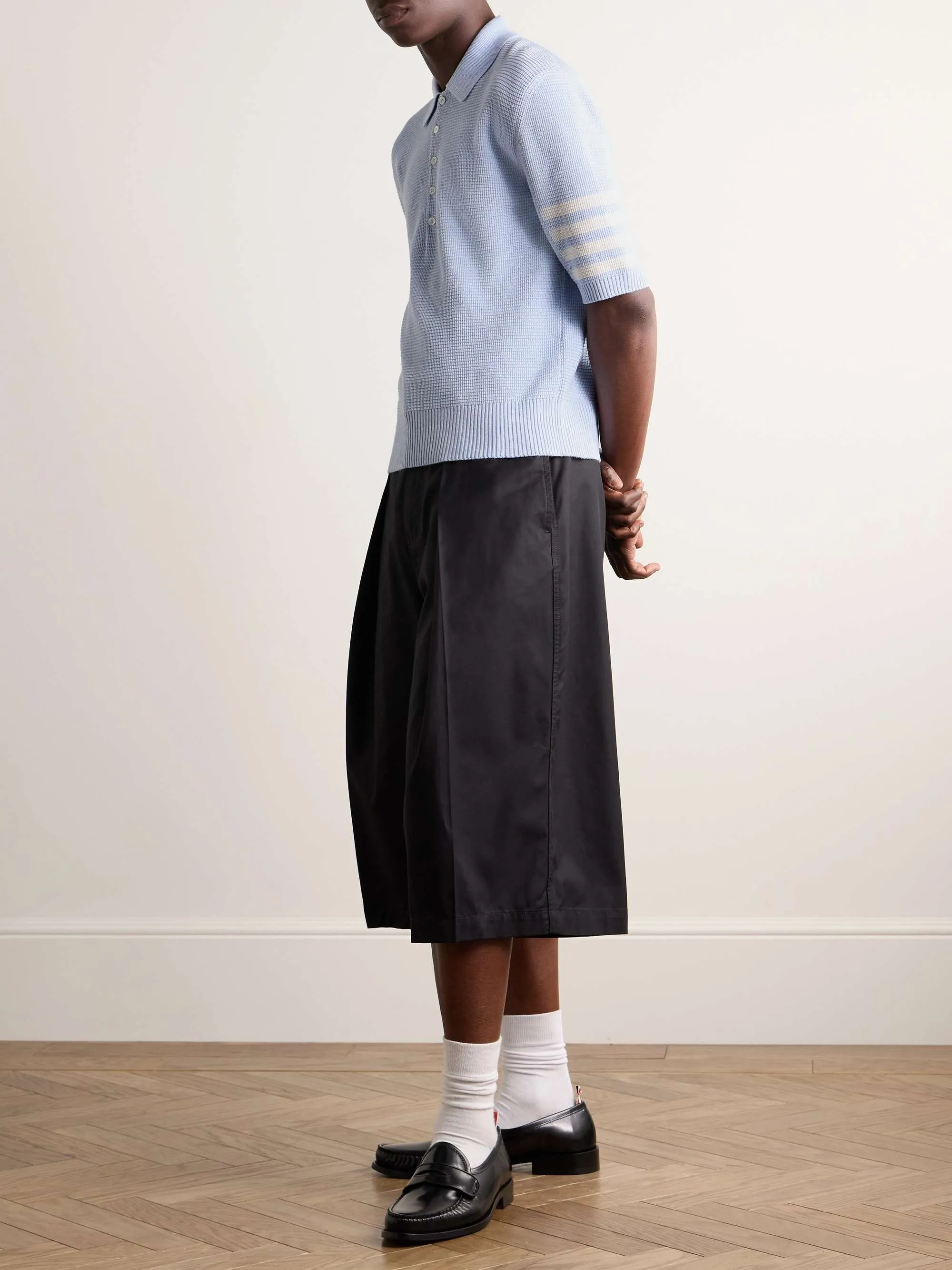 THOM BROWNE  |Button-down Stripes Unisex Street Style Cotton Short Sleeves