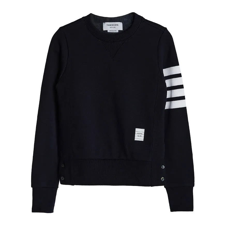 THOM BROWNE  |Crew Neck Stripes Street Style Long Sleeves Plain Logo