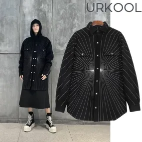 URKOOL  |Button-down Unisex Studded Street Style Bi-color