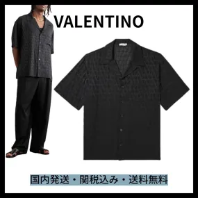 VALENTINO  |Button-down Monogram Unisex Street Style Short Sleeves