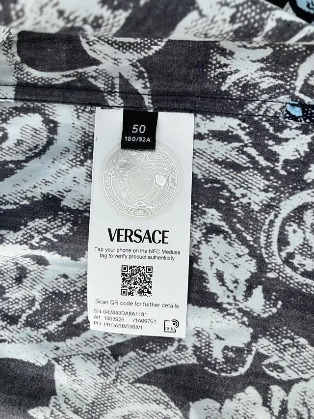 VERSACE  |Button-down Unisex Street Style Bi-color Plain Cotton