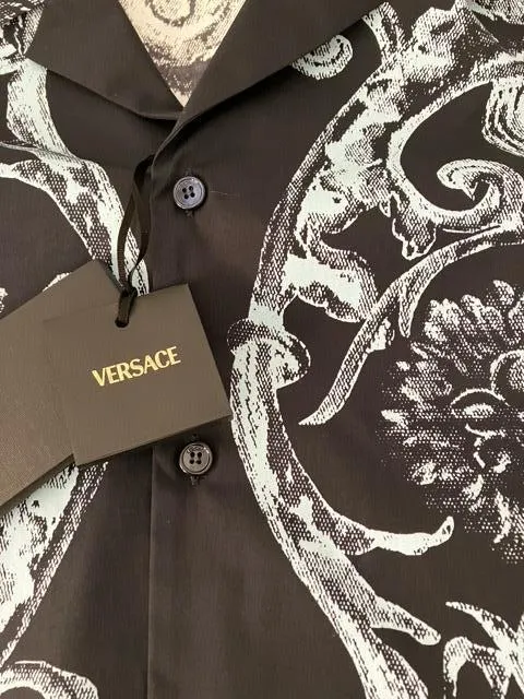 VERSACE  |Button-down Unisex Street Style Bi-color Plain Cotton