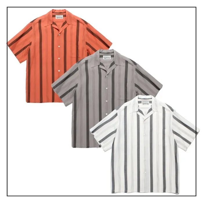 WACKO MARIA  |Button-down Stripes Street Style Bi-color Plain