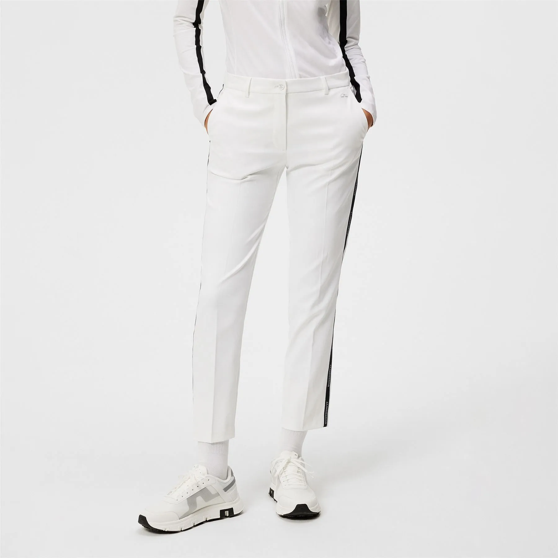 Womens Meghan Micro Stretch Side Stripe Trousers White - SS24