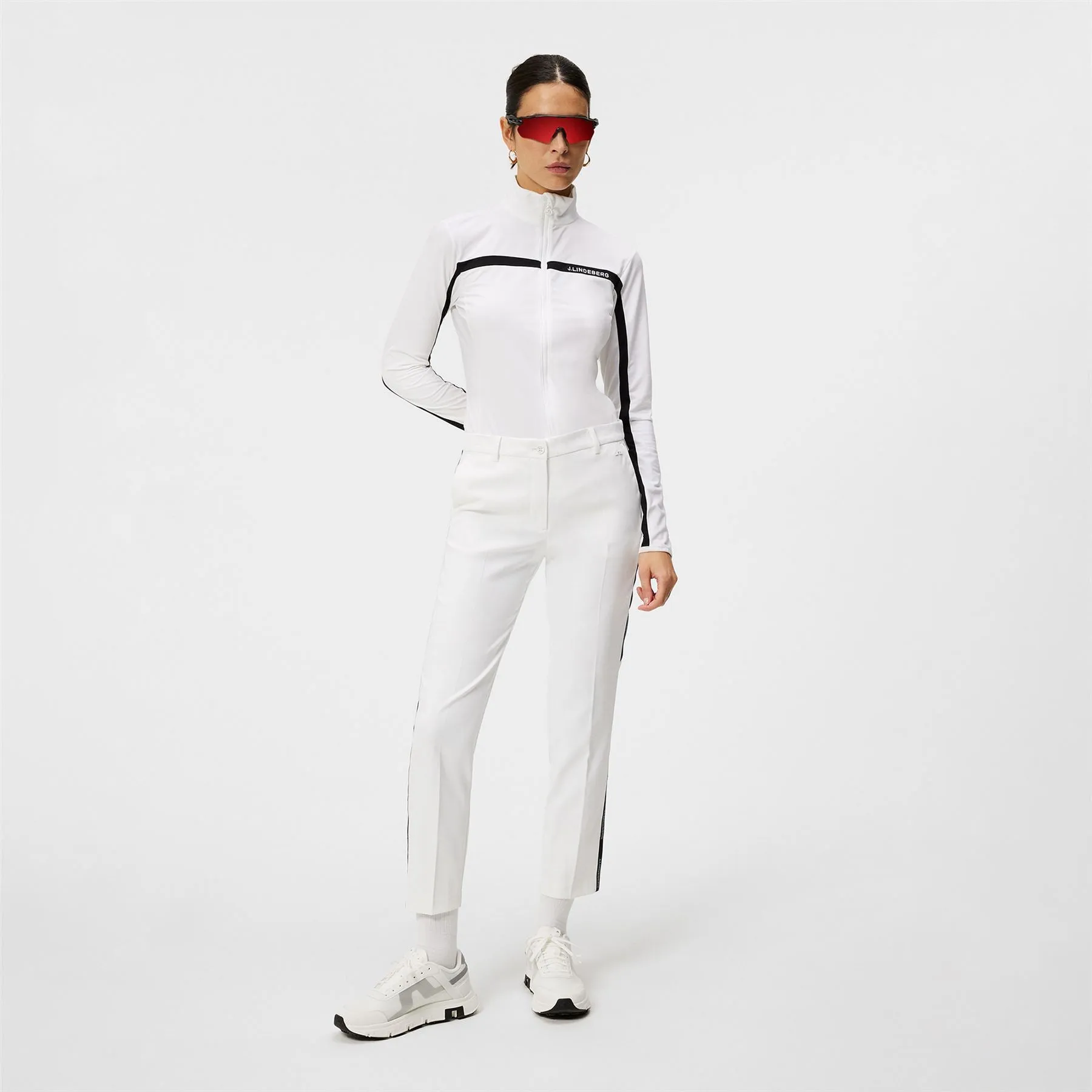 Womens Meghan Micro Stretch Side Stripe Trousers White - SS24