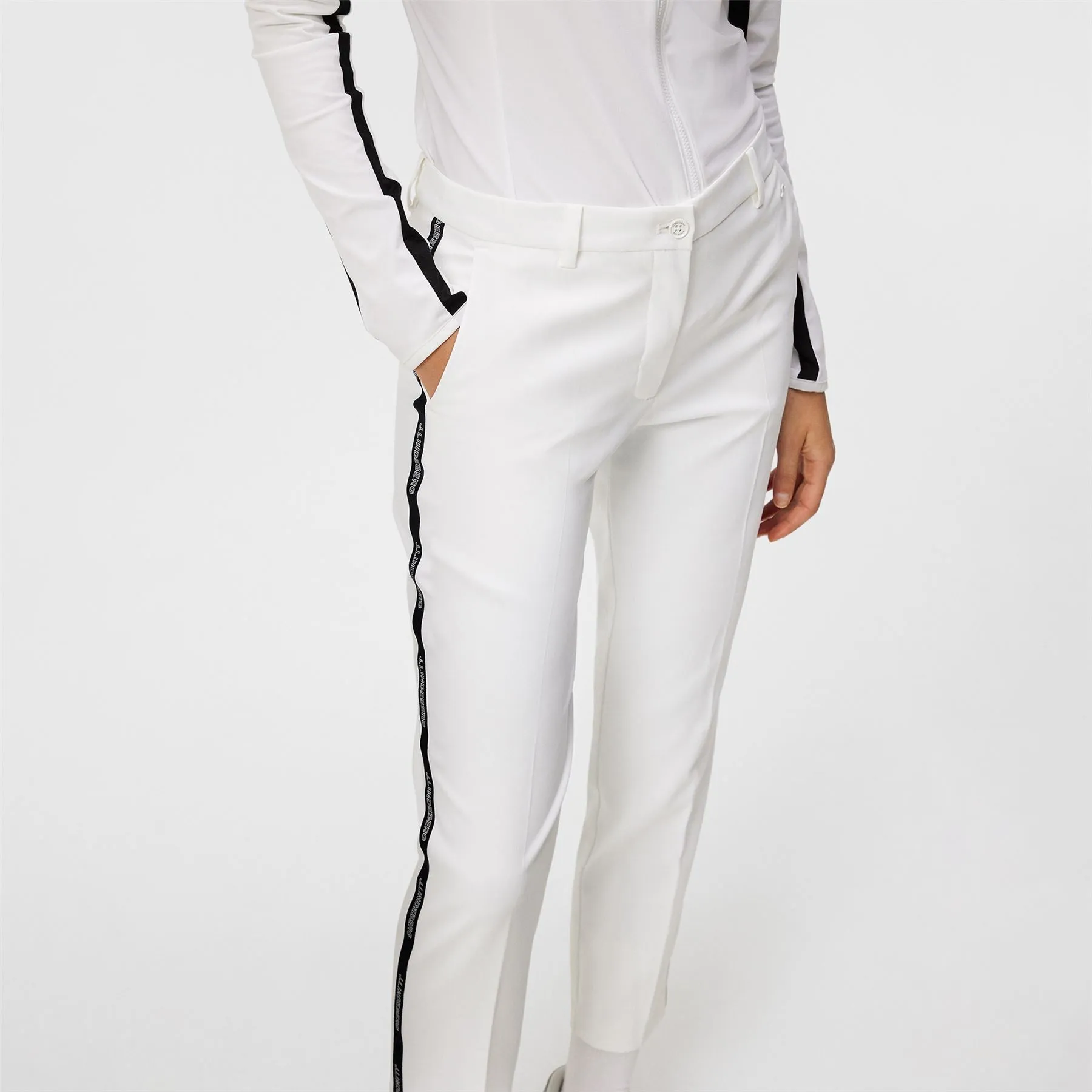 Womens Meghan Micro Stretch Side Stripe Trousers White - SS24