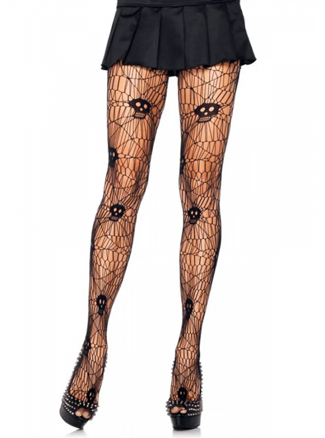 Women's Scary Skull Web Tights