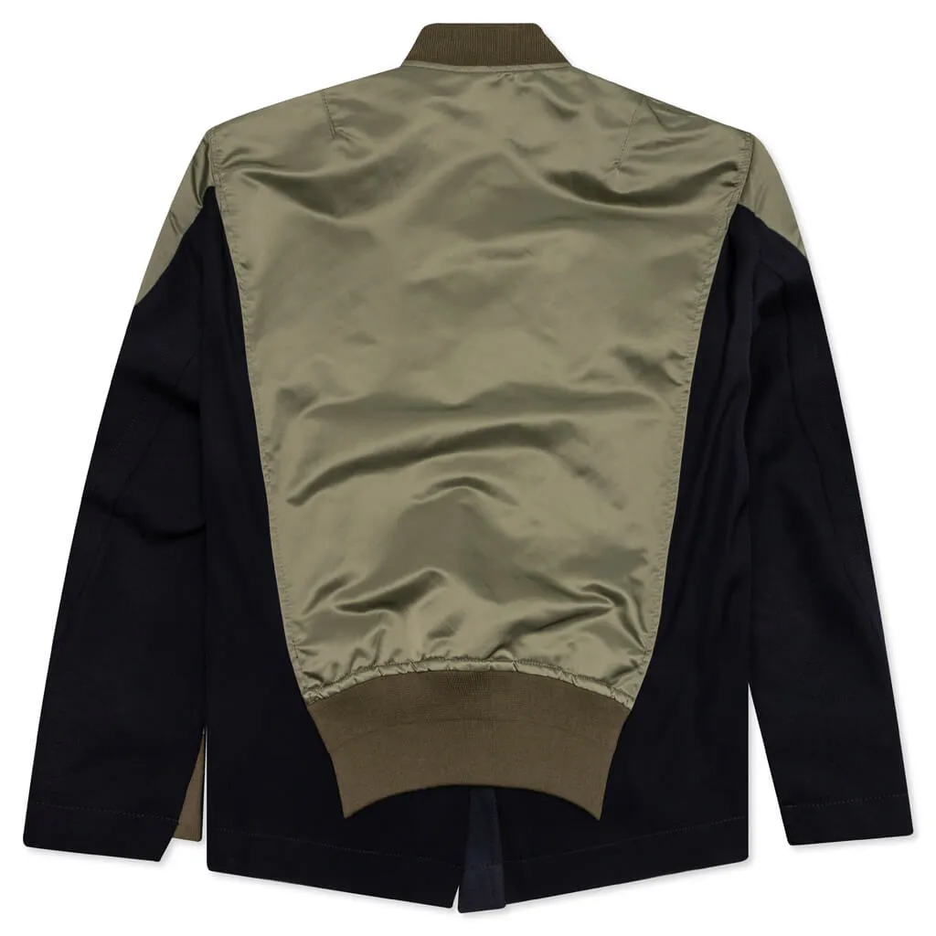 Wool Surge x Nylon Twill Blouson - Navy/Khaki