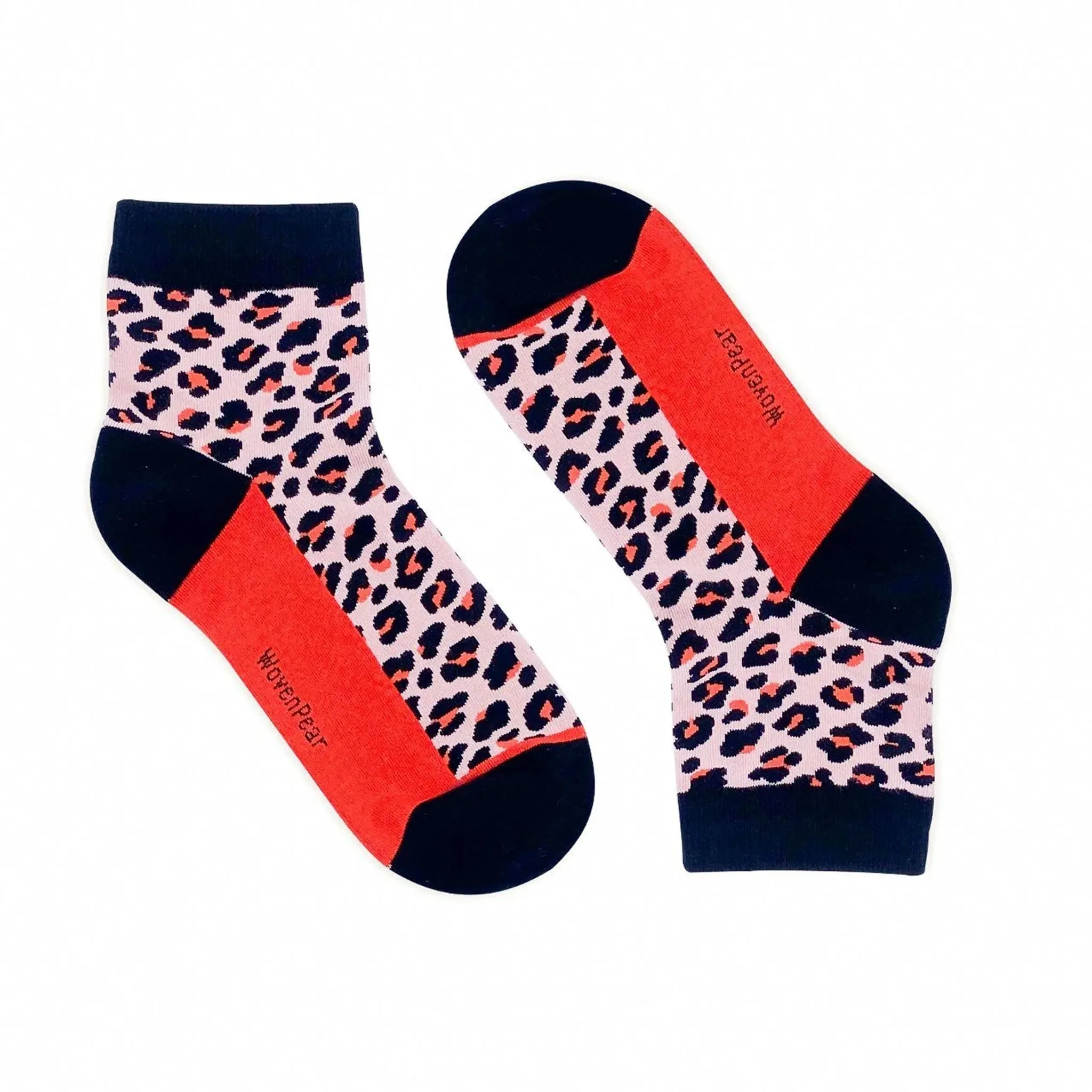 Woven Pear Women's Pink Leopard Mini Socks